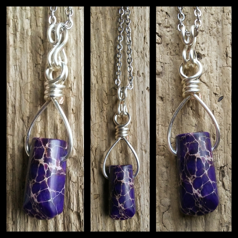 🌙💜Purple Sea Jasper Stone Necklace